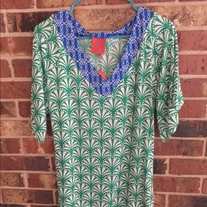 Tracy Negoshian geo shells green dress size Small